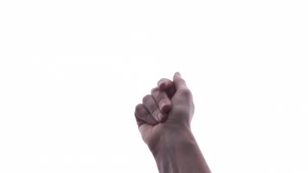 Person Macht Handbewegung Vor Strahlend Weißem Hintergrund — Stockvideo
