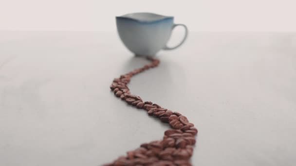 Chicchi Caffè Tazza Nella Preparazione Una Tazza Caffè — Video Stock