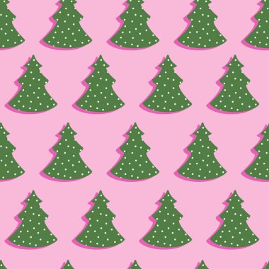 Noel ağaçları çizgi film vektörleri pürüzsüz desen