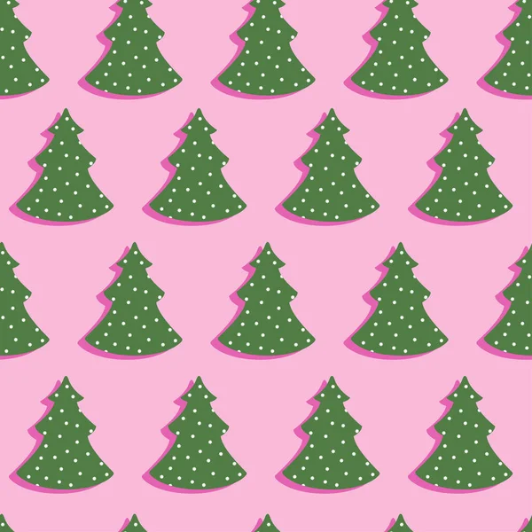 Arbres Noël Dessin Animé Vecteur Modèle Sans Couture — Image vectorielle