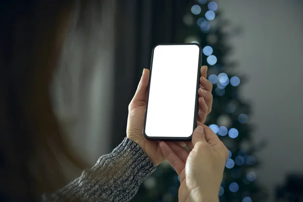 Templat Smartphone Mockup Dengan Layar Putih Dan Latar Belakang Efek — Stok Foto