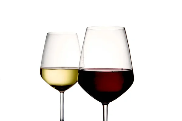 Foreground Two Glasses Wine First Glass White Wine Second Glass — Stock Photo, Image