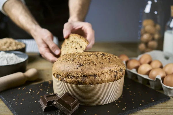 Colazione Spuntino Sano Nutriente Con Una Fetta Pane Dolce Fatto Foto Stock