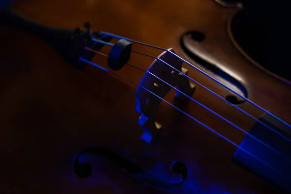 Dettaglio Dall Alto Uno Strumento Legno Archi Come Violino Viola — Foto Stock