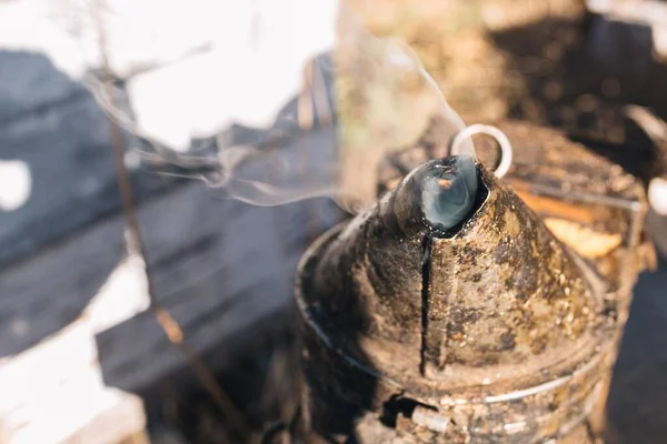 彼らを落ち着かせるために蜂を気絶させるために喫煙者の詳細を — ストック写真