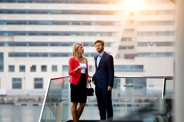 Skilled leaders stand outside of company — Stock Photo, Image