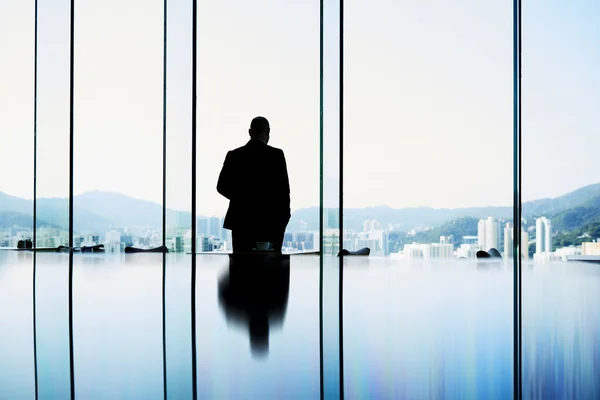 Silueta del hombre propietario de la empresa comercial — Foto de Stock