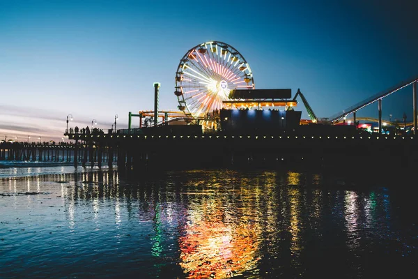 Amazing View Large Ferris Wheel Dawn Sky Santa Monica Pier — Stock Photo, Image