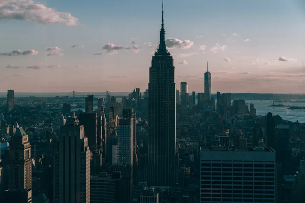 Aerial Bird Eye Futuristic Cityscape Business District Megalopolis Tall Rascacielos — Foto de Stock