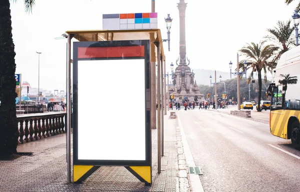 Cartello Informativo Luminoso Con Spazio Bianco Bianco Sulla Fermata Dell — Foto Stock