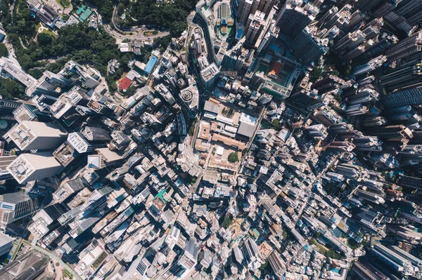 Повітряний Пейзаж Панорамний Вид Дрона Сучасного Району Хмарочосів Гонконгу Краєвид — стокове фото