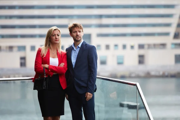 Couple of business colleagues at meeting — Stock Photo, Image