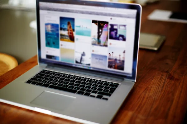 Workplace with open laptop — Stock Photo, Image