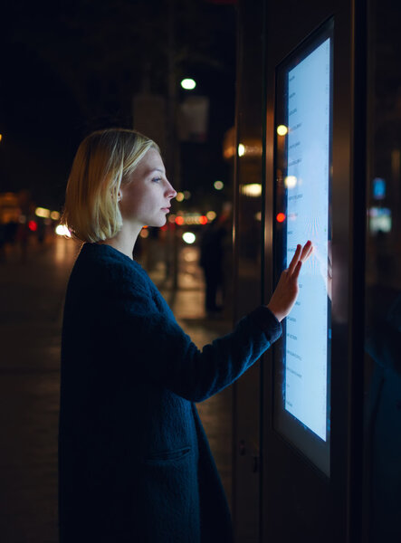 woman using modern urban application