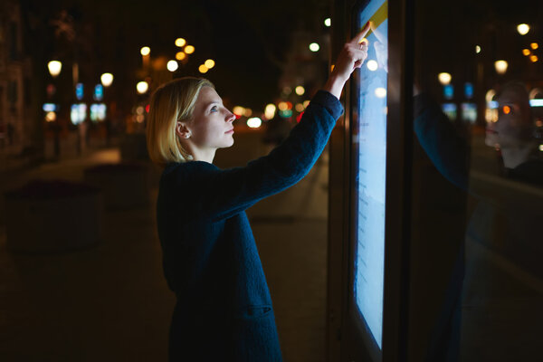 woman using modern urban application