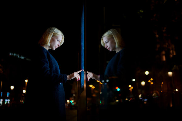 woman using modern urban application