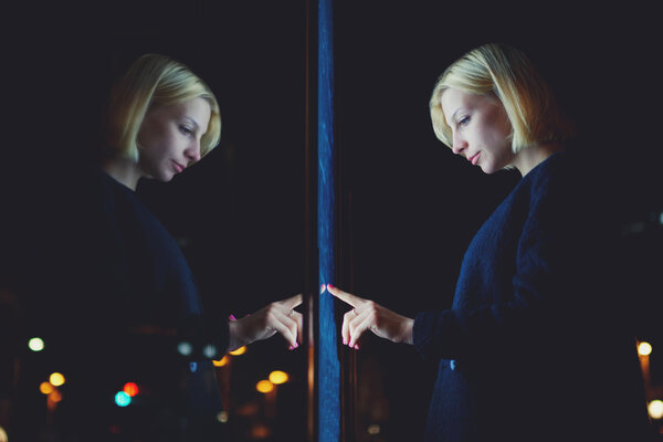 woman using modern urban application