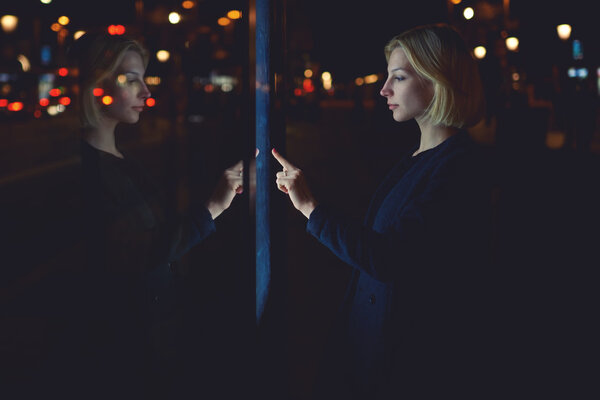 woman verifies account balance