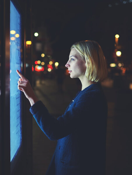 female using tourist self service