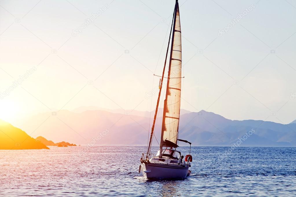 racing yacht in the Mediterranean sea