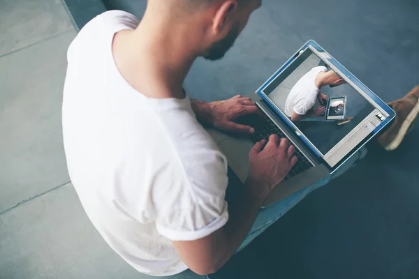 Student studying with laptop