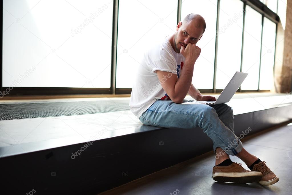 Student studying with laptop