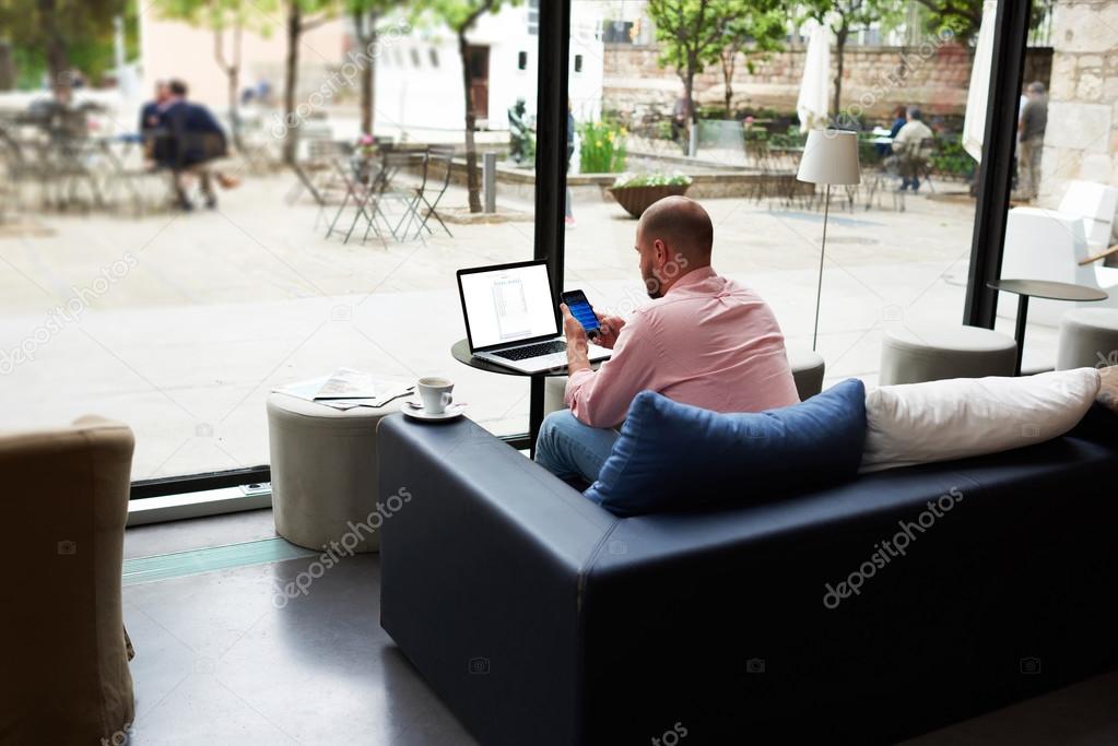 Young businessman while working