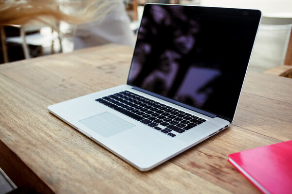 Open laptop with financial information