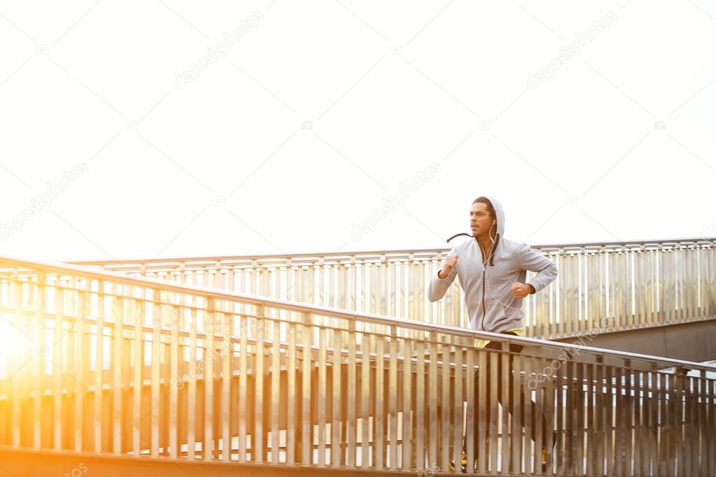 young man working out early in the morning