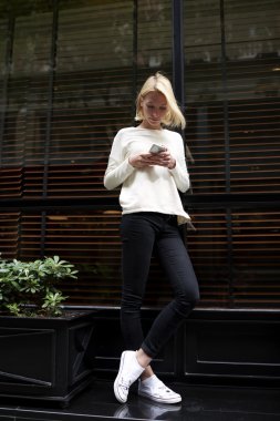 girl chat or talk on her mobile phone