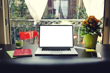 Laptop with blank copy space empty screen for your content or text message
