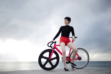 Hipster girl resting after ride