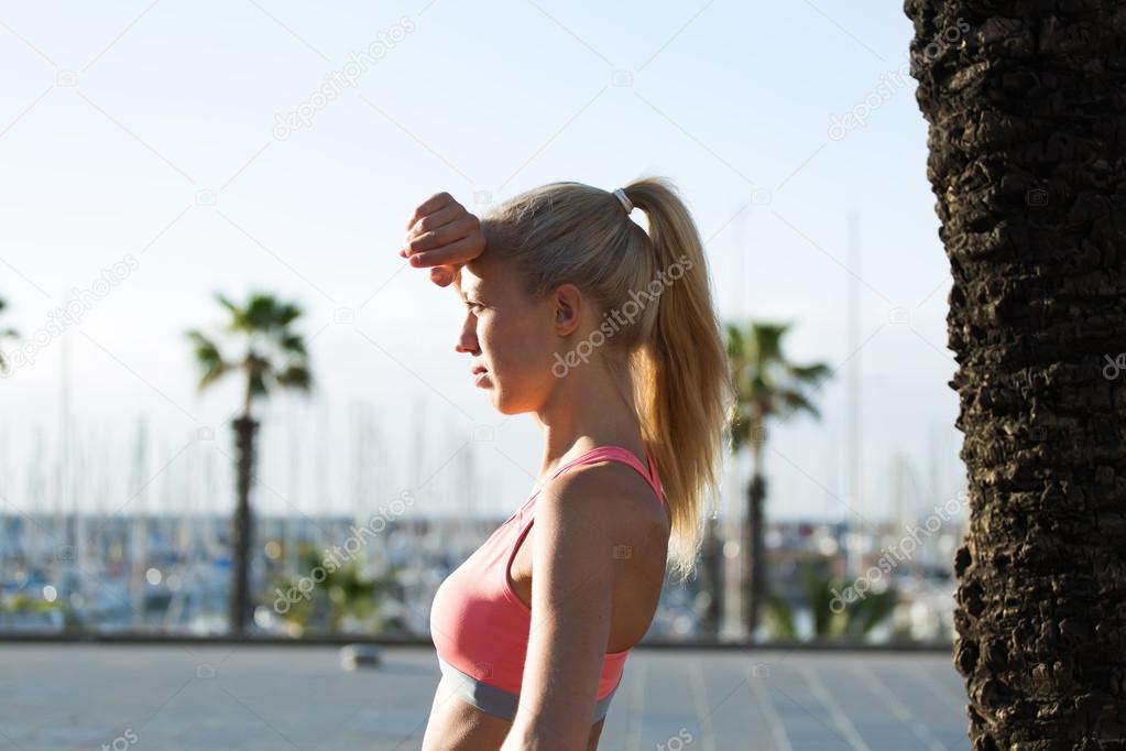 fitness woman relaxing after physical exercises