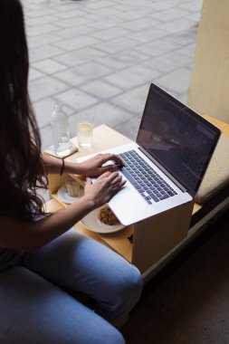 Young student girl working on net-book