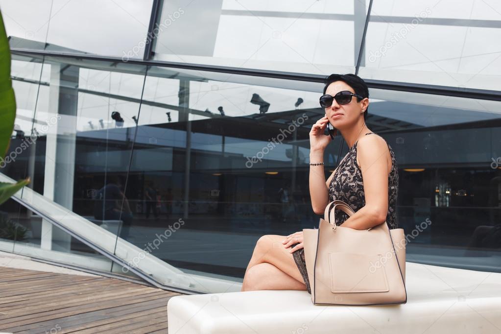 Elegant businesswoman talking on mobile phone