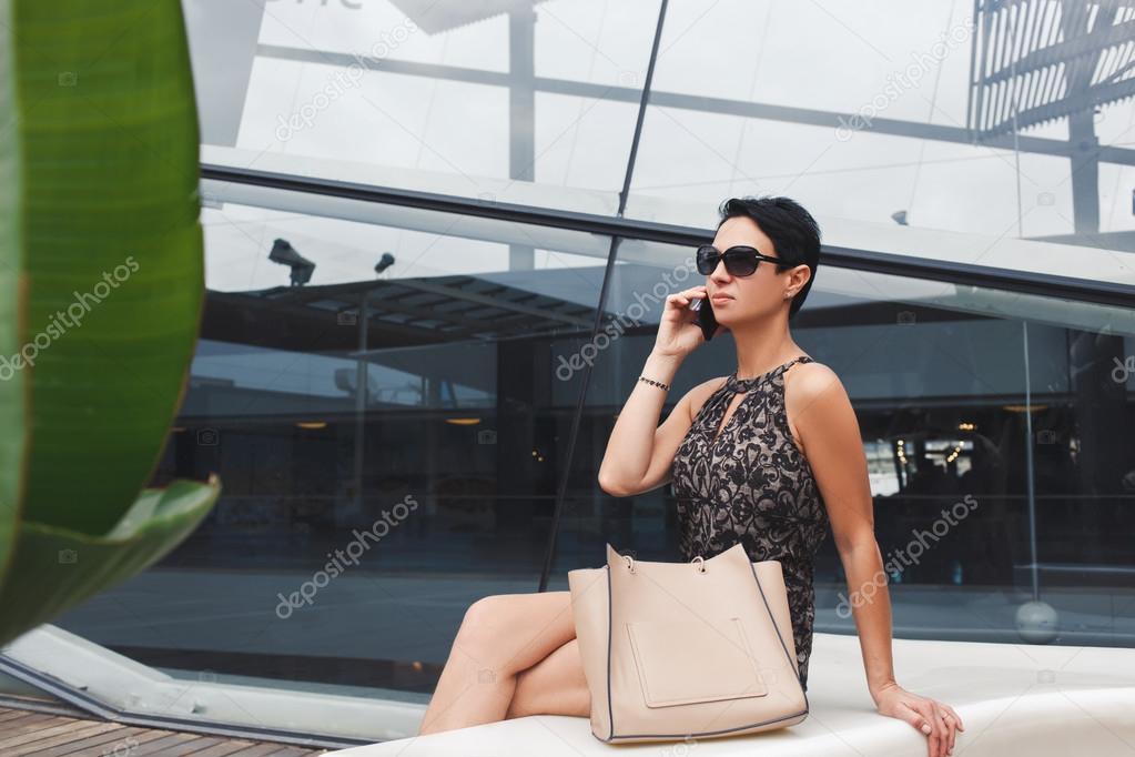 Elegant businesswoman talking on mobile phone