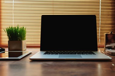Desktop with accessories and work tools