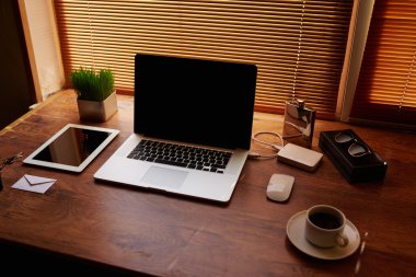 Desktop with accessories and work tools