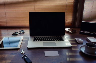 Desktop with accessories and work tools