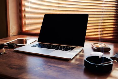 Desktop with accessories and work tools