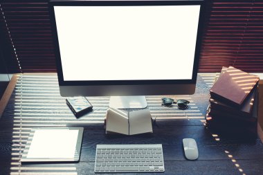 Work space with pc computer  and digital tablet