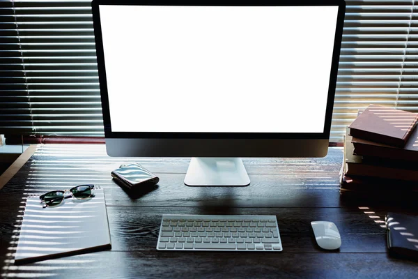 Freelancer work space with pc computer — Stock Photo, Image