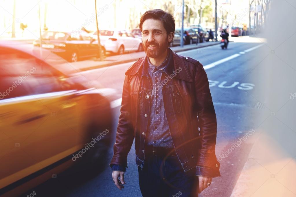 Man with trendy look in urban setting