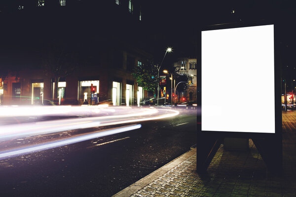 Illuminated blank billboard with copy space