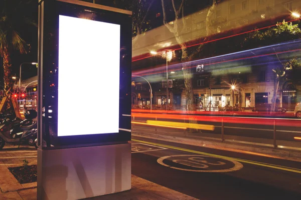 Illuminated blank billboard with copy space — 스톡 사진