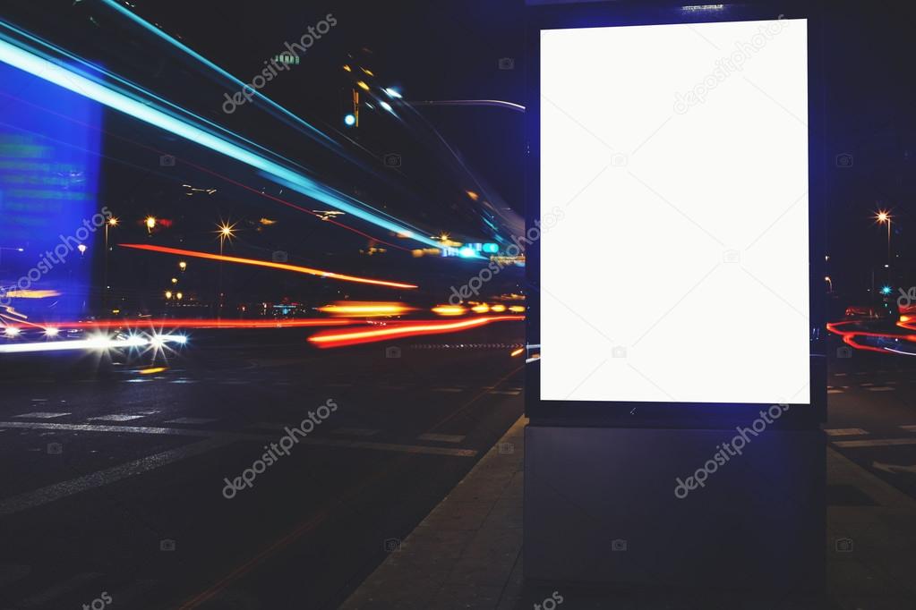 Illuminated blank billboard with copy space