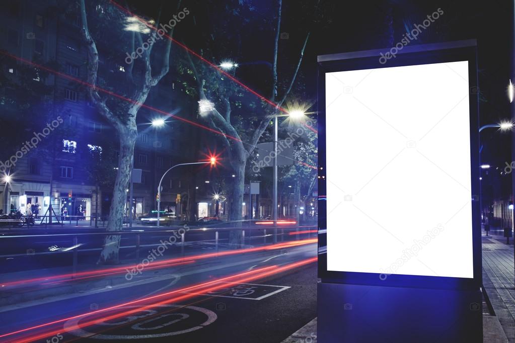 Illuminated blank billboard with copy space