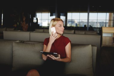 female CEO work on digital tablet
