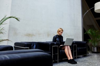 Stylish female student use net-book