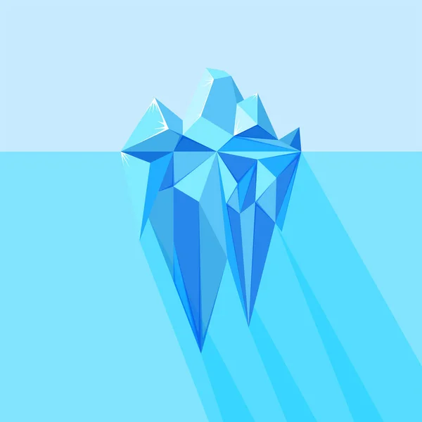 Iceberg parties visibles et cachées sous l'eau avec des ombres. iceberg géométrique polygonal. Illustration vectorielle du glacier flottant — Image vectorielle
